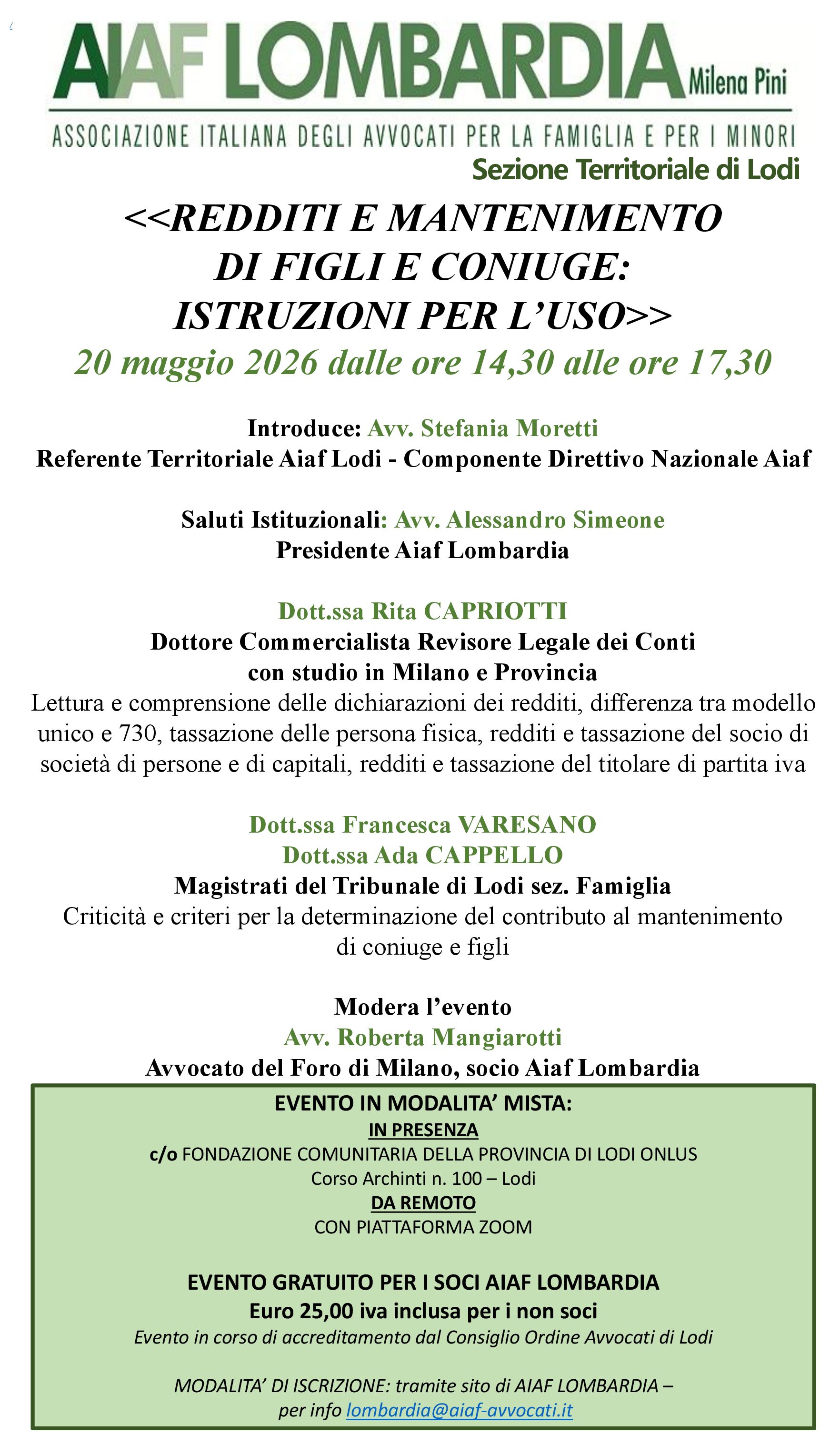 REDDITI E MANTENIMENTO DI FIGLI E CONIUGE: istruzioni per l’uso
